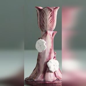 Anthropolgie Tapered Cabbage Candle Holder Plum NIB